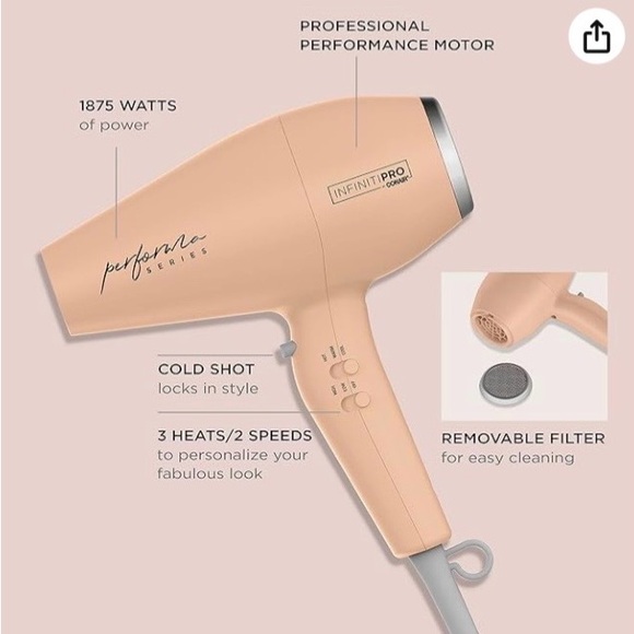 Conair InfinitiPro Performa Series  - NEW - Ionic Hair Dryer with Attachments - Picture 2 of 7